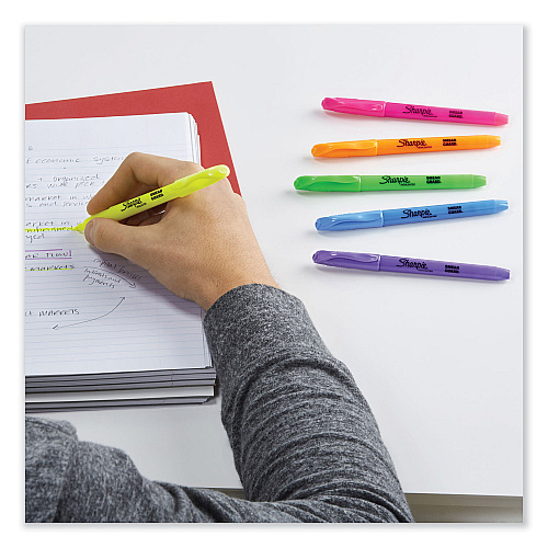 Sharpie Pocket Style Highlighters, Assorted Ink Colors, Chisel Tip, Assorted Barrel Colors, 24/Pack (1761791)