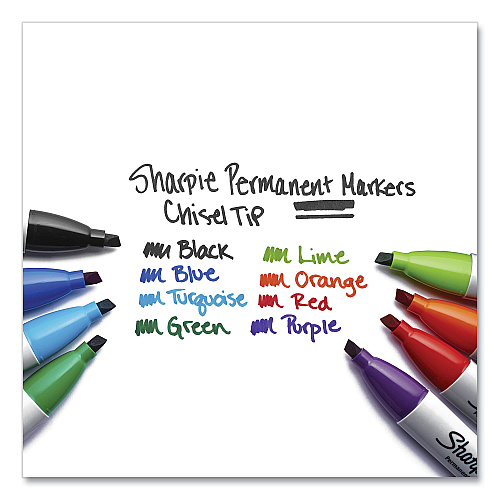 Sharpie Chisel Tip Permanent Marker, Medium Chisel Tip, Black, Dozen (38201)