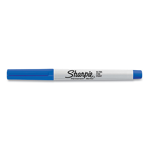 Sharpie Ultra Fine Tip Permanent Marker, Ultra-Fine Needle Tip, Blue, Dozen (37003)