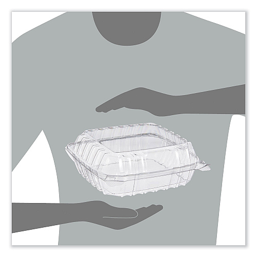 Dart ClearSeal Hinged-Lid Plastic Containers, 8.22w x 3.02h, Clear, Plastic, 250/Carton (PET90PST1)