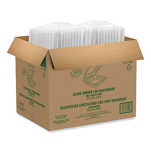Dart ClearSeal Hinged-Lid Plastic Containers, 8.22w x 3.02h, Clear, Plastic, 250/Carton (PET90PST1)