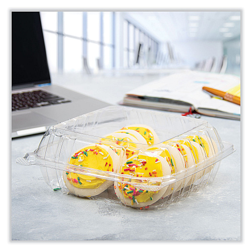 Dart ClearSeal Hinged-Lid Plastic Containers, 8.22w x 3.02h, Clear, Plastic, 250/Carton (PET90PST1)