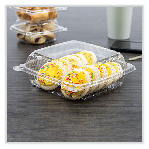 Dart ClearSeal Hinged-Lid Plastic Containers, 8.22w x 3.02h, Clear, Plastic, 250/Carton (PET90PST1)