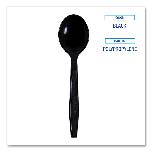 Boardwalk Heavyweight Wrapped Polypropylene Cutlery, Soup Spoon, Black, 1,000/Carton (BWKSSHWPPBIW)