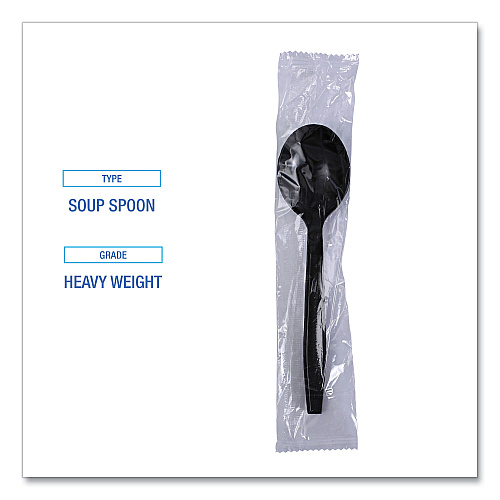 Boardwalk Heavyweight Wrapped Polypropylene Cutlery, Soup Spoon, Black, 1,000/Carton (BWKSSHWPPBIW)