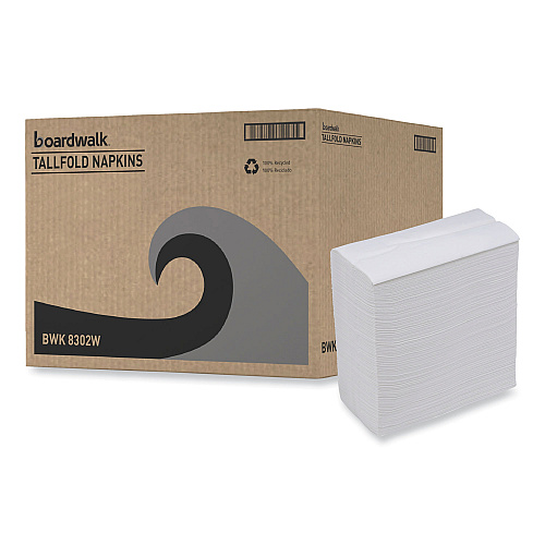 Boardwalk&reg; Tallfold Dispenser Napkin, White, 500 Wipes, 20 Packs (BWK8302W)