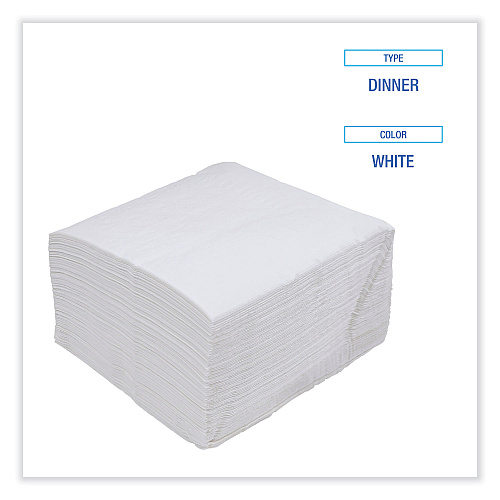 Boardwalk&reg; Dinner Napkin, 1-Ply, White, 250 Napkins, 12 Packs (BWK8307W)