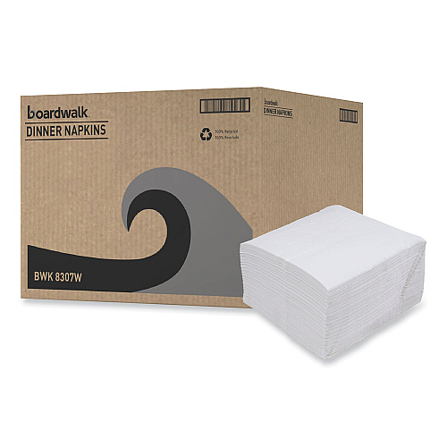 Boardwalk&reg; Dinner Napkin, 1-Ply, White, 250 Napkins, 12 Packs (BWK8307W)