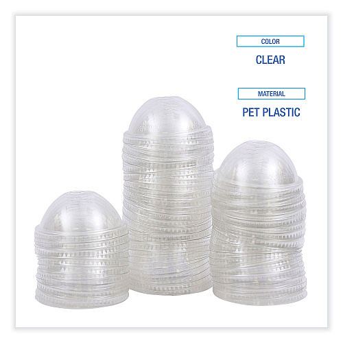 Boardwalk PET Cold Cup Dome Lids, Fits 14 oz to 24 oz Plastic Cups, Clear, 100 Lids/Sleeve, 10 Sleeves/Carton (BWKPETDOME)