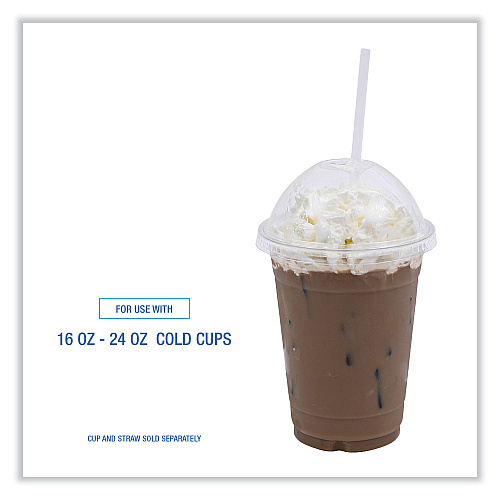 Boardwalk PET Cold Cup Dome Lids, Fits 14 oz to 24 oz Plastic Cups, Clear, 100 Lids/Sleeve, 10 Sleeves/Carton (BWKPETDOME)