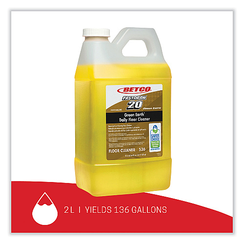Betco Green Earth Daily Floor Cleaner, 2 L Bottle, Unscented, 4/Carton (5364700)