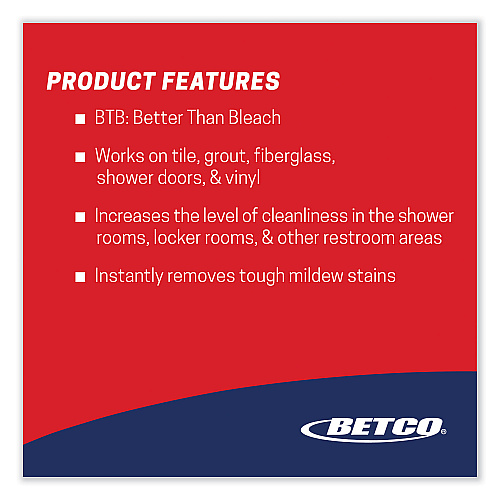 Betco BTB Mildew Stain Remover, Apple, 32 oz Spray Bottle, 12/Carton (3211200)