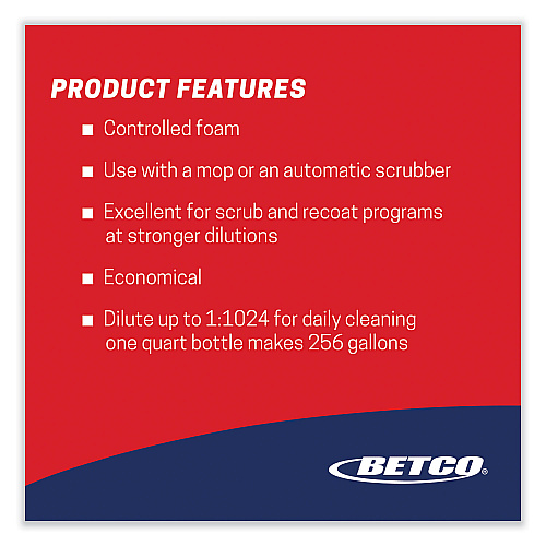 Betco Daily Scrub SC Floor Cleaner, Characteristic Scent, 32 oz Bottle, 6/Carton (1884800)