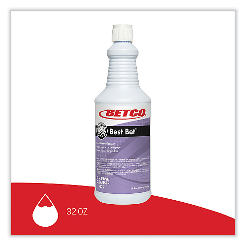 Betco Best Bet Liquid Creme Cleanser, Mint, 32 oz Bottle, 12/Carton (771200)
