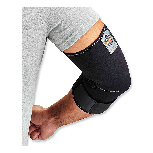ergodyne ProFlex 655 Compression Arm Sleeve with Strap, Large, Black (16584)