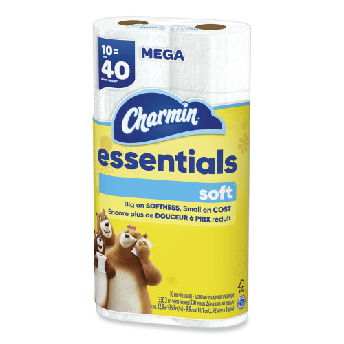 Charmin Essentials Soft Bathroom Tissue, Septic Safe, 2Ply, White, 330