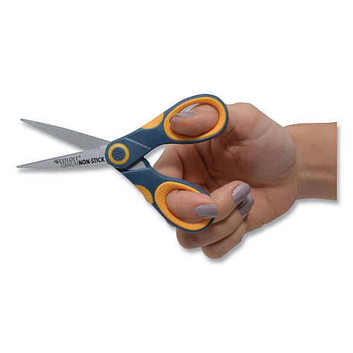 Westcott Non-Stick Titanium Bonded Scissors, 5" Long, Straight Gray/Orange Handle (14881)