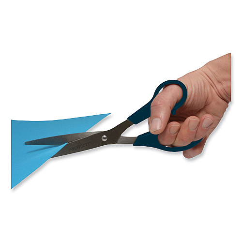 Westcott Value Line Stainless Steel Shears, 8" Long, 3.5" Cut Length, Offset Black Handle (13135)