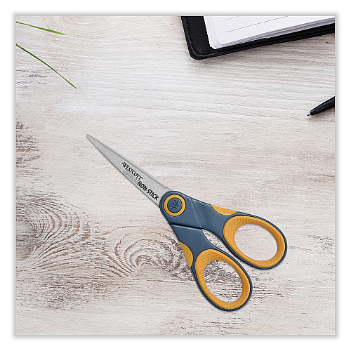 Westcott Non-Stick Titanium Bonded Scissors, 5" Long, Straight Gray/Orange Handle (14881)