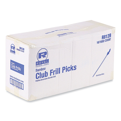 AmerCareRoyal Cellophane-Frill Wood Picks, Bamboo, 4" Assorted, 10,000/Carton (R812B)