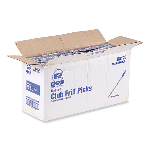 AmerCareRoyal Cellophane-Frill Wood Picks, Bamboo, 4" Assorted, 10,000/Carton (R812B)