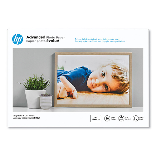 HP Advanced Photo Paper, 10.5 mil, 13 x 19, Glossy White, 20/Pack (CR696A)