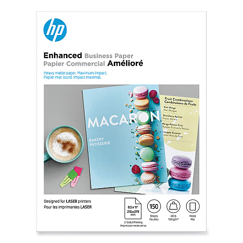 HP Laser Matte Brochure Paper, 112 Bright, 40 lb Bond Weight, 8.5 x 11, White, 150/Pack (Q6543A)