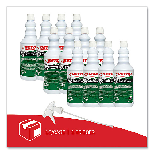 Betco Green Earth RTU Restroom Cleaner, Fresh Mint Scent, 32 oz Bottle, 12/Carton (3091200)