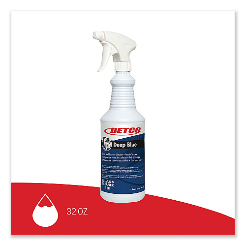 Betco Deep Blue Glass and Surface Cleaner, Ammonia Scent, 32 oz Bottle, 12/Carton (1081200)