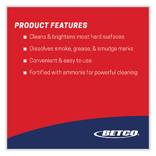 Betco Deep Blue Glass and Surface Cleaner, Ammonia Scent, 32 oz Bottle, 12/Carton (1081200)