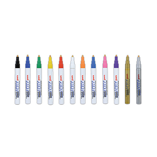 uni Paint Permanent Marker, Fine Bullet Tip, Assorted Colors, 12/Set (63721)