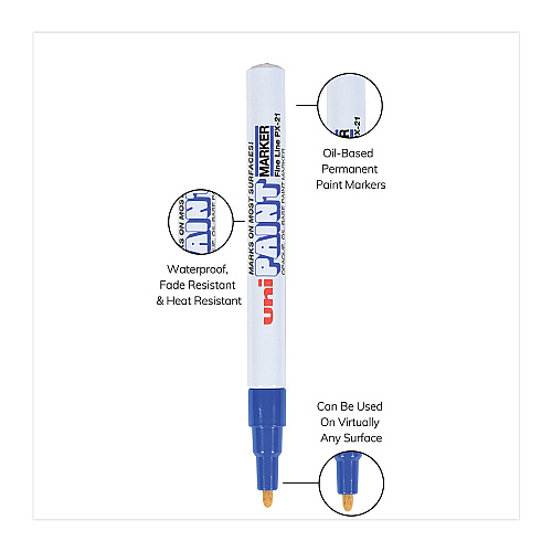 uni Paint Permanent Marker, Fine Bullet Tip, Blue (63703)