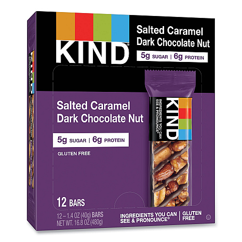 KIND Nuts and Spices Bar, Salted Caramel and Dark Chocolate Nut, 1.4 oz, 12/Pack (26961)
