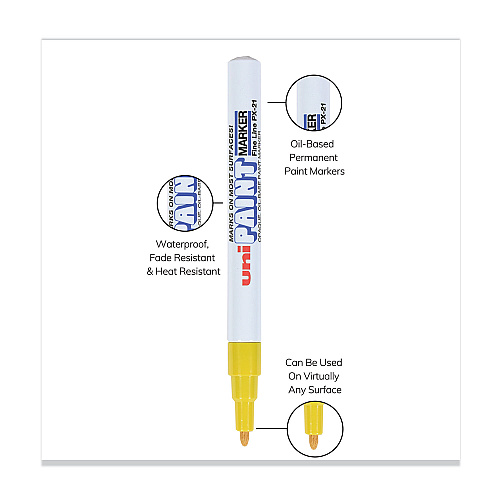 uni Paint Permanent Marker, Fine Bullet Tip, Yellow (63705)