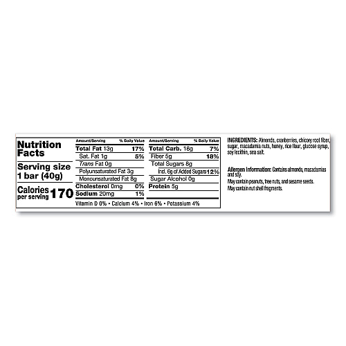 KIND Plus Nutrition Boost Bar, Cranberry Almond and Antioxidants, 1.4 oz, 12/Box (17211)