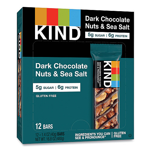 KIND Nuts and Spices Bar, Dark Chocolate Nuts and Sea Salt, 1.4 oz, 12/Box (17851)