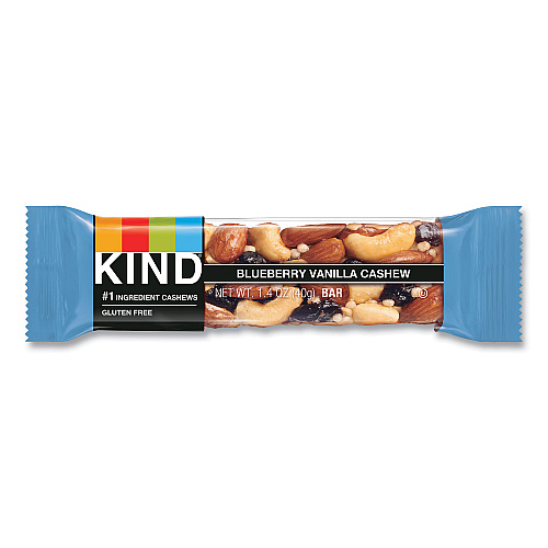 KIND Fruit and Nut Bars, Blueberry Vanilla and Cashew, 1.4 oz Bar, 12/Box (18039)