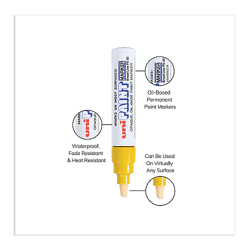 uni Paint Permanent Marker, Broad Chisel Tip, Yellow (63735)