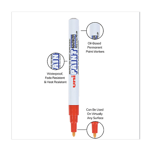 uni Paint Permanent Marker, Fine Bullet Tip, Red (63702)