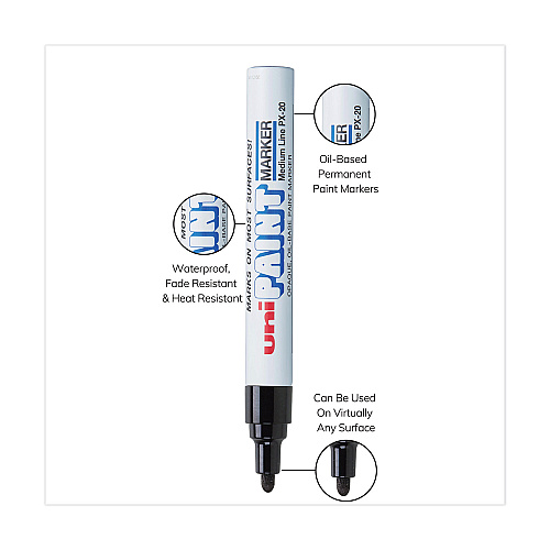 uni Paint Permanent Marker, Medium Bullet Tip, Black (63601)