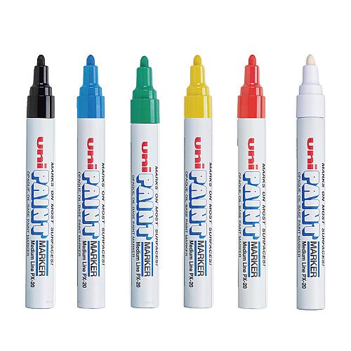 uni Paint Permanent Marker, Medium Bullet Tip, Assorted Colors, 6/Set (63630)