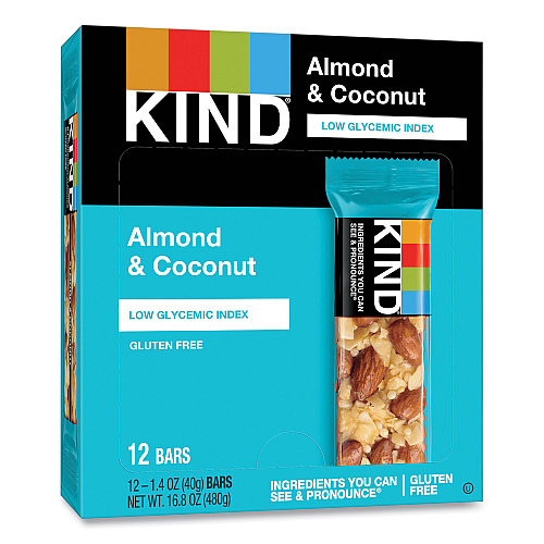 KIND Fruit and Nut Bars, Almond and Coconut, 1.4 oz, 12/Box (17828)