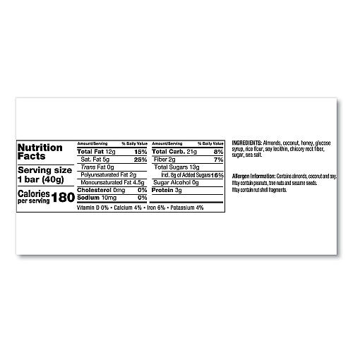 KIND Fruit and Nut Bars, Almond and Coconut, 1.4 oz, 12/Box (17828)