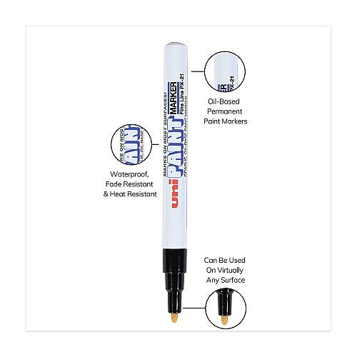 uni Paint Permanent Marker, Fine Bullet Tip, Black (63701)