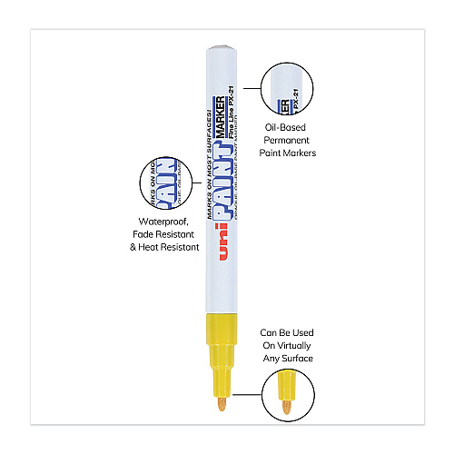 uni Paint Permanent Marker, Fine Bullet Tip, Assorted Colors, 6/Set (63720)