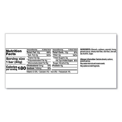 KIND Nuts and Spices Bar, Honey Roasted Nuts/Sea Salt, 1.4 oz Bar, 12/Box (19990)