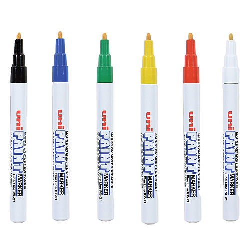 uni Paint Permanent Marker, Fine Bullet Tip, Assorted Colors, 6/Set (63720)