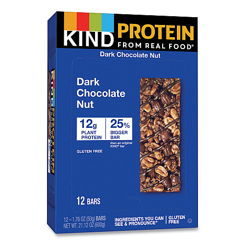 KIND Protein Bars, Double Dark Chocolate, 1.76 oz, 12/Pack (26036)