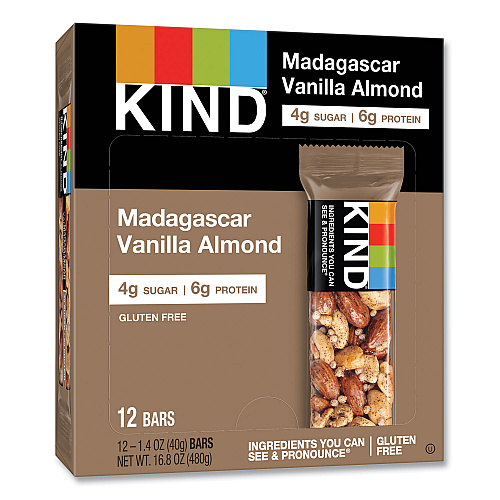 KIND Nuts and Spices Bar, Madagascar Vanilla Almond, 1.4 oz, 12/Box (17850)