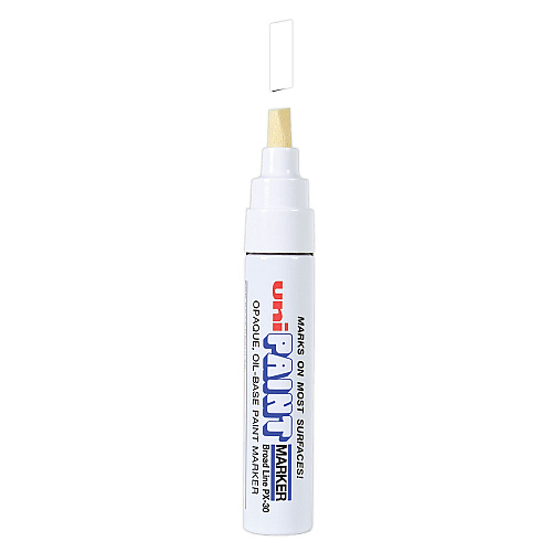 uni Paint Permanent Marker, Broad Chisel Tip, White (63743)